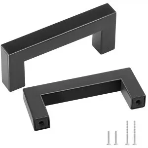 VEVOR Poignée de Meuble de Cuisine 30PCS Poignées de Porte d&rsquo;Armoire en Acier Inoxydable Espacement des Trous Centraux 76 mm Poignées de Tiroir Modernes Carrées pour Cuisine Salle de Bain, Noir Mat