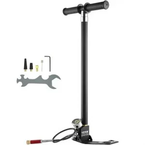 VEVOR Pompe à Main PCP 4 Étages Pompe à Carabine à Air PCP 4500 PSI Haute Pression 30 MPa Manomètre à Filtre Huile-Humidité, Acier Inox pour Pistolets à Air Comprimé, Réservoir de Plongée, Paintball