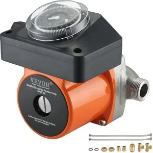 VEVOR Pompe de Circulation d’Eau Chaude 100 W Pompe à Pression Circulateur Marche Arrêt Auto Silencieux Inoxydable Entrée Sortie DN20 Adaptateur DN15 pour Système Chauffe-eau Électrique Robinet Douche