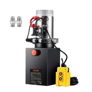 VEVOR Pompe Hydraulique DC 12 V 6 L Groupe Hydraulique Double Effet Débit d&rsquo;Huile 3,44 L/min Max. Pression de Décharge 22 MPa pour Camion à Benne Basculante Nacelle Élévatrice Remorque Levage Bennage
