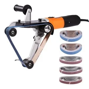 VEVOR Ponceuse à Bande, Ponceuse de Tubes Professionnelle 1300 W avec 6 Vitesses Variables 1100-3200 tr/min avec 100 Bandes Abrasives 40 x 760 mm pour Polissage, Finition, Élimination de la Rouille
