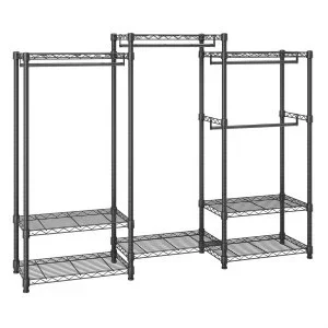 VEVOR Portant à Vêtements 174x45x180 cm Charge 360 kg Porte-Manteau avec 8 Étagères et 4 Tringles Penderie à Vêtements en Acier au Carbone Réglable et Amovible pour Rangement Chambre à Coucher Entrée