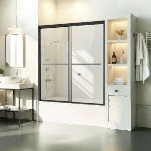VEVOR Porte de Baignoire-Douche Semi-sans Cadre Pare-baignoire 1422-1524×1524 mm