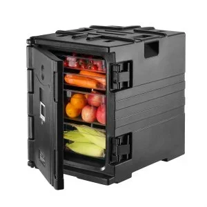VEVOR – porte-plateau isolé à chargement frontal, boîte de restauration empilable, 77,6 L, noir