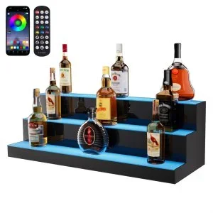 VEVOR Présentoir à Bouteilles Lumineux Étagère à Vins 3 Niveaux 76,2 cm Bar