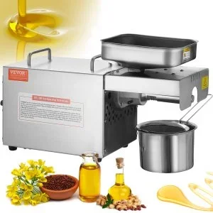 VEVOR Presse à Huile Électrique, Extracteur d&rsquo;Huile en Acier Inoxydable 700 W, Température Constante de 140 ℃, Machine d&rsquo;Extraction d&rsquo;Huile pour Presser les Cacahuètes, les Graines de Sésame, le Colza