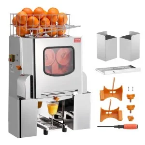 VEVOR Presse-Agrumes Électrique Commercial 120 W Extracteur de Jus d&rsquo;Orange Alimentation Automatique avec Filtre Extractible et Seau de Collecte d&rsquo;Épluchure pour Pamplemousse Restaurant Café Fruiterie