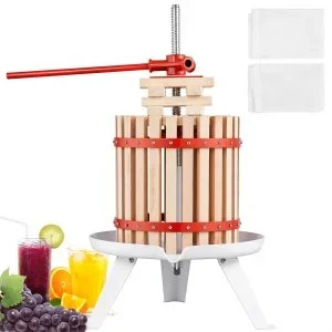 VEVOR Pressoir à Fruits Manuel 6 L Pressoir à Vin en Bois Massif avec 6 Blocs de Pressage Presse-Fruits Manuel Longue Poignée Broyeur de Fruits Légumes pour Pressage de Vins Jus de Fruit Cidres Purées