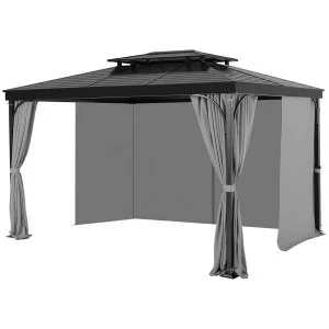 VEVOR Rideau d&rsquo;intimité imperméable tonnelle 4 panneaux 284 x 284 x 204 cm gris