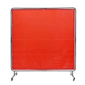 VEVOR Rideau de Soudage avec Cadre, 1,8×1,8 m Écran de Protection pour Soudure en Vinyle Ignifuge sur 4 Roues Pivotantes 2 Verrouillables, Rideau Mobile Professionnel pour Atelier, Industrie, Rouge
