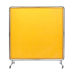 VEVOR Rideau de Soudage avec Cadre, 1,8×1,8 m Écran de Protection pour Soudure en Vinyle Ignifuge sur 4 Roues Pivotantes 2 Verrouillables, Rideau Mobile Professionnel pour Atelier, Industrie, Jaune