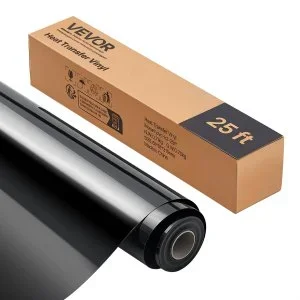 VEVOR Rouleau Vinyle Thermocollant Noir Brillant Flex Thermocollant 30,48×726 cm