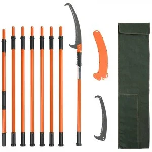 VEVOR Scie à Élaguer Télescopique 2,24-8,24 m Scie à Perche Extensible Échenilloir Télescopique Coupe-Branche avec Lame en Acier Tranchant 8 Poteaux
