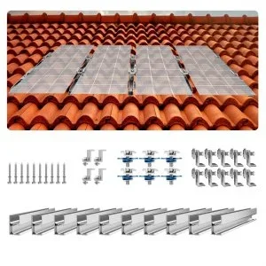 VEVOR Support de Fixation de Panneaux Solaires avec Rails et Pinces pour Toits
