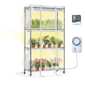 VEVOR Support Étagère Porte Plantes Serre Lampe Culture 4 Niveaux 180 W 150 cm