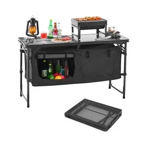 VEVOR Table de cuisine de camping pliable portable à 3 hauteurs réglables noir