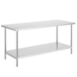 VEVOR Table de Travail Inox Table de Préparation 76,2×182,9×86,4 cm pour Cuisine