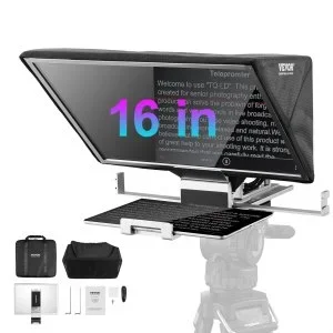 VEVOR Téléprompteur 16″ pour Webcam Smartphone Diffusion Direct Télécommande