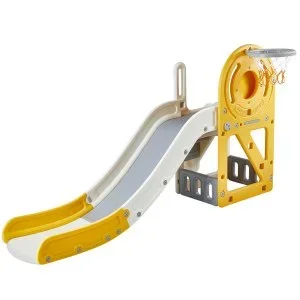 VEVOR Toboggan Intérieur Enfants 1-12 ans Toboggan Extérieur pour Enfants de Moins de 49,9 kg avec Panier de Basket Bande Antidérapante Escalier Espace Stockage Aire de Jeux Toboggan pour Tout-petits