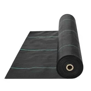 VEVOR Toile de Paillage Anti-Mauvaises Herbes 2×100,6 m Géotextile Tissé Anti Repousse Herbe Sous Gravier 108 g/m² Toile PP Perméable Résistant à Déchirure pour Aménagement Paysager, Couvre-sol, Noir
