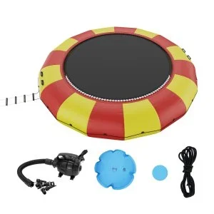VEVOR Trampoline Aquatique Gonflable, Trampoline sur l’Eau 537×90 cm, Plate-forme de Natation Portable avec Échelle 5 Marches et Pompe à Air Électrique, Rebondisseur Flottant pour Enfants, Piscine Lac