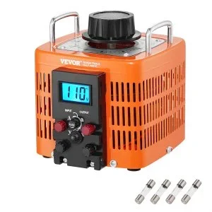 VEVOR Transformateur de tension variable auto 2000 VA, 6,6 A, entrée 230 V, sortie 0-300 V, régulateur de tension AC LCD, 4 fusibles, interrupteur de commande thermique pour maison, bureau industriel