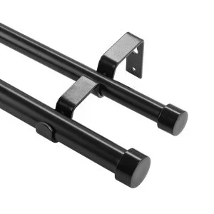 VEVOR Tringle à Rideau Double Barre à Rideau Extensible 183-366 cm avec Embouts Capuchons Robuste en Fer Charge 13,6 kg pour Accroche Rideau Occultant et Voilage Fenêtre Salon Salle de Bain Chambre