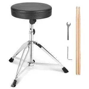 VEVOR Trône de tambour, 490-585 mm, tabouret de tambour rembourré, hauteur réglable, pieds antidérapants, baguettes 5A, capacité de charge 150 kg siège tambour de batterie pivotant 360° pour batteurs