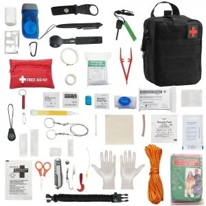 VEVOR Trousse Premiers Secours Sac de Survie 250 PCS Fournitures d&rsquo;Urgence Noir