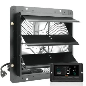 VEVOR Ventilateur d’extraction à volets extracteur d’air mural garage 35,6 cm EC