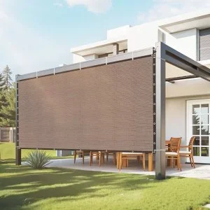 VEVOR Voile ombrage 90 % toile pare-soleil en PEHD 140 g/m² 305 x 366 cm marron