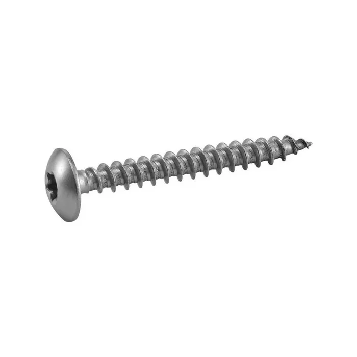 Vis a bois tete cylindrique large six lobes inox A2 pour penture