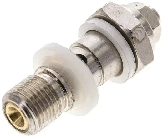 Vis d’étranglement creuse G 1/8″, à régulation d’air (B), vis à fente et contre-écrou