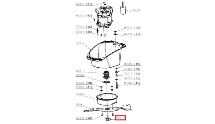 Vis de lame Tondeuse NA, PF, RM46PE… – Ref 20512 – Outils Wolf