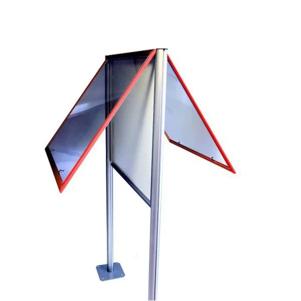 Vitrine d’ext?rieur sur pied double face Cadre rouge