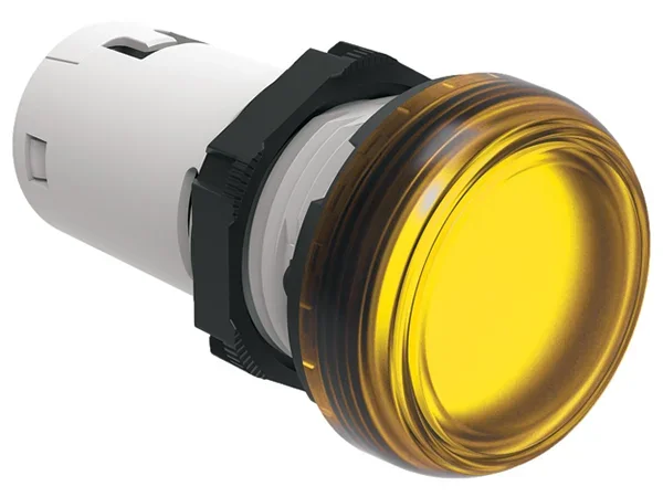 Voyant lumineux LED Lovato Jaune 24V, Ø découpe 22mm, Montage panneau, Platinum, IP66, IP67, IP69K
