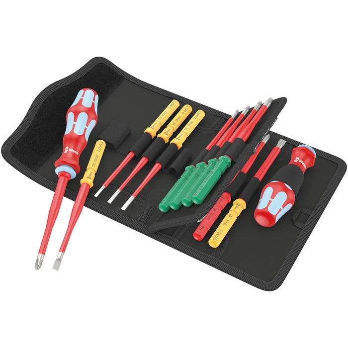 Wera 05006631001 Jeu de 17 pièces Kraftform Kompakt VDE Inox 17 Extra Slim 1 Tool Finder avec lames interchangeables dans un étui