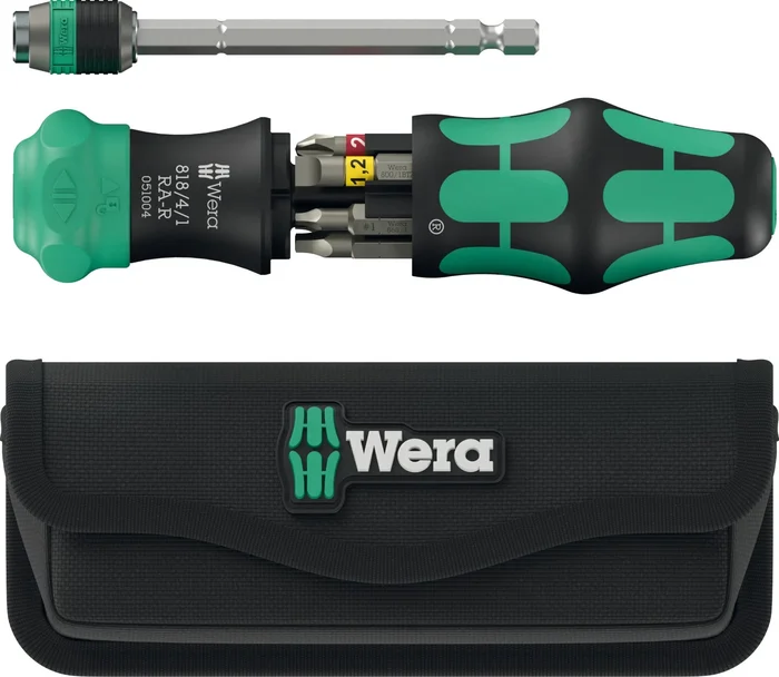Wera 05051516001 Kraftform Kompakt 26 RA-R Tournevis à embout interchangeable dans un étui – 6 en 1 multi-embouts – avec fonction cliquet