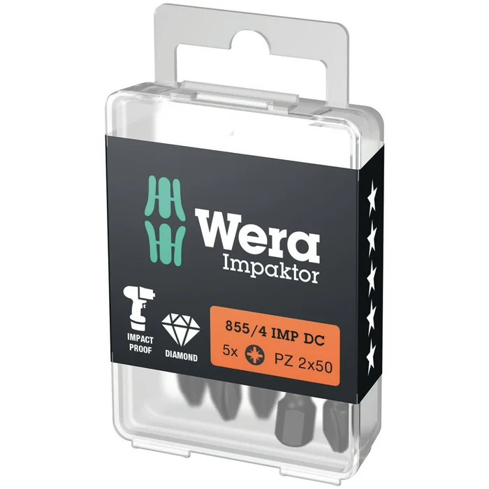 Wera 855/4 Embouts IMP DC Impaktor, PZ 2 x 50 mm, 5 pièces
