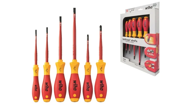 Wiha 36455 Jeu de tournevis SoftFinish® – electric slimFix – Fente – Pozidriv – 6 pcs